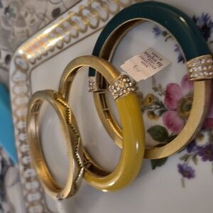 3 Pc Lia Sophia Artisan Expansion Bangle Cz Enamel Bracelets Danish Design New